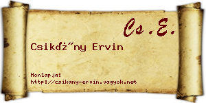 Csikány Ervin névjegykártya