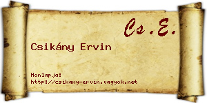 Csikány Ervin névjegykártya