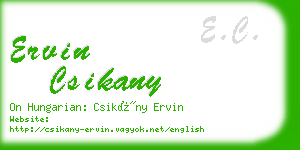 ervin csikany business card